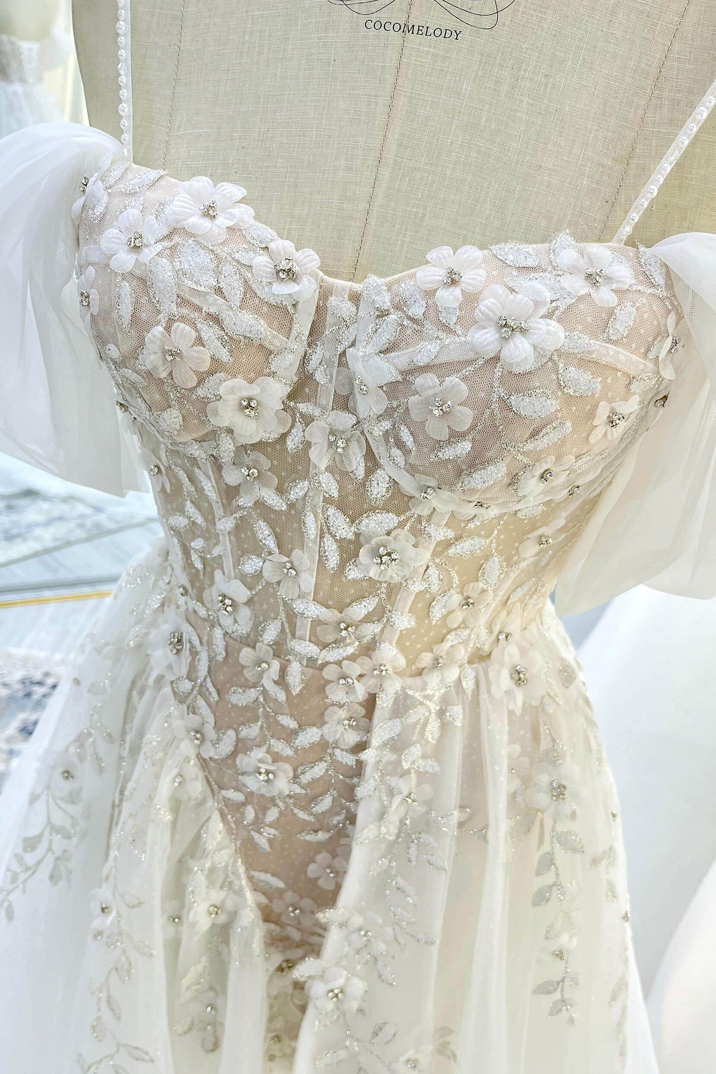 A-Line Court Train Tulle Wedding Dress CW3343 - COCOMELODY