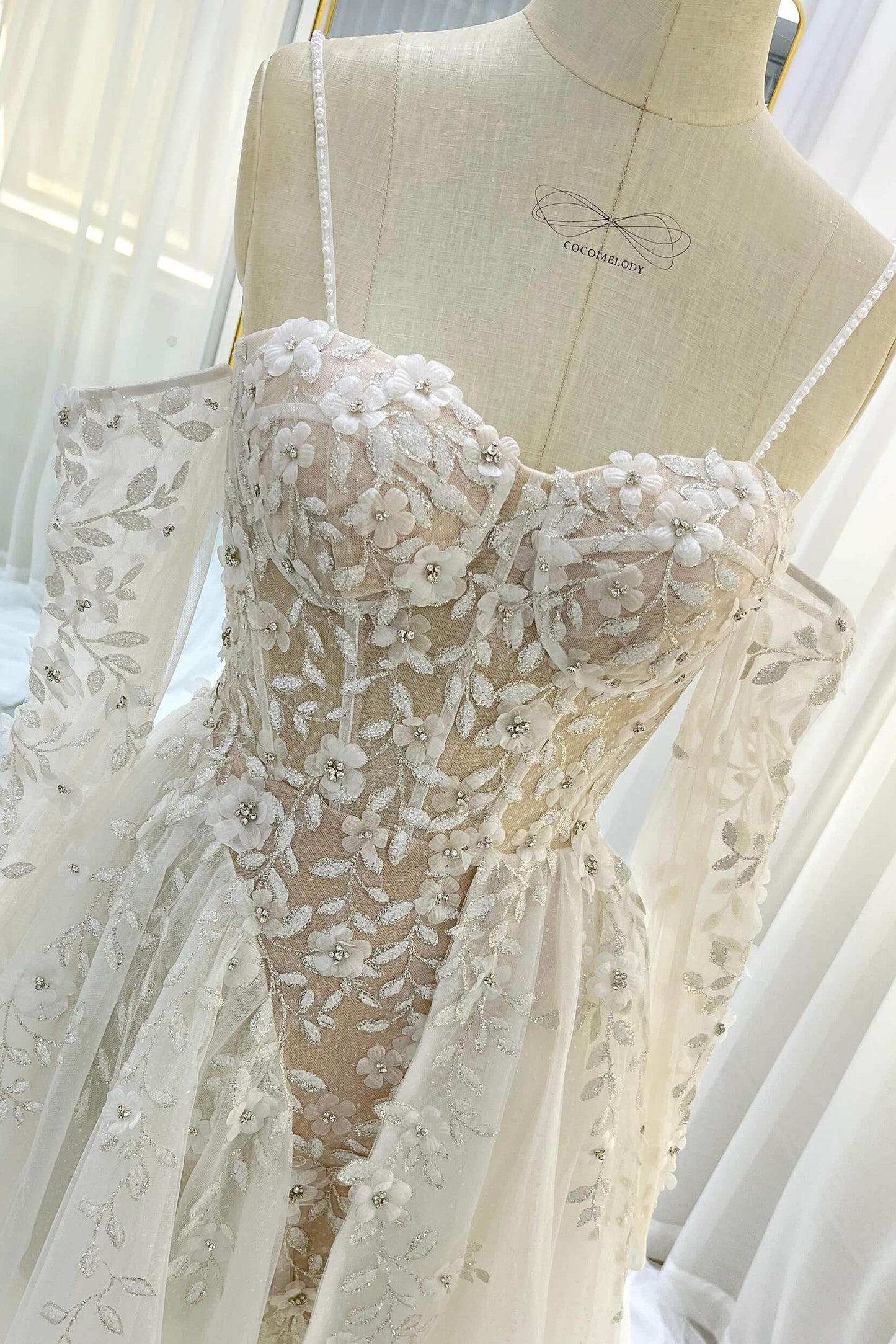 A-Line Court Train Tulle Wedding Dress CW3343 - COCOMELODY