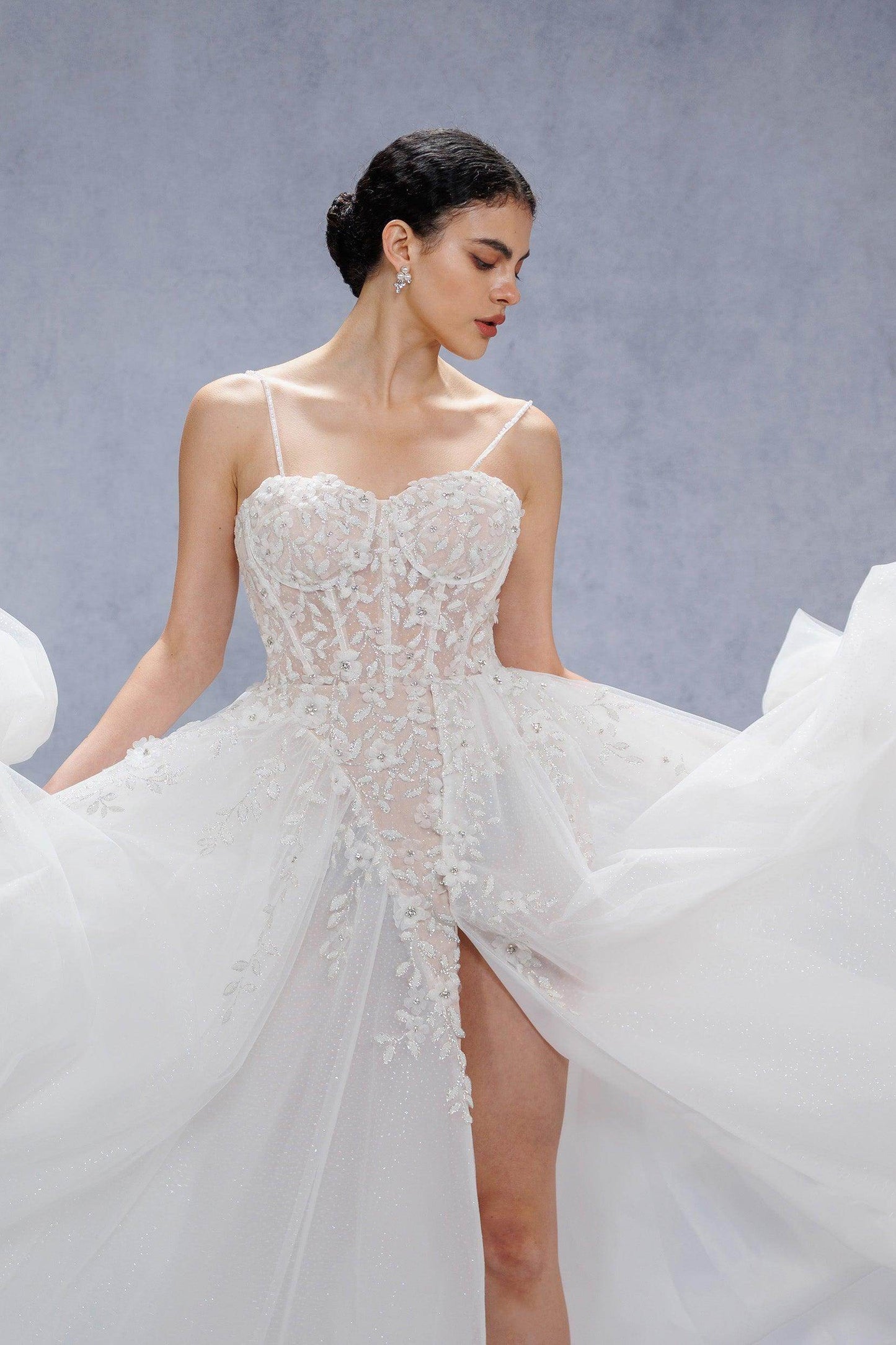 A-Line Court Train Tulle Wedding Dress CW3343 - COCOMELODY