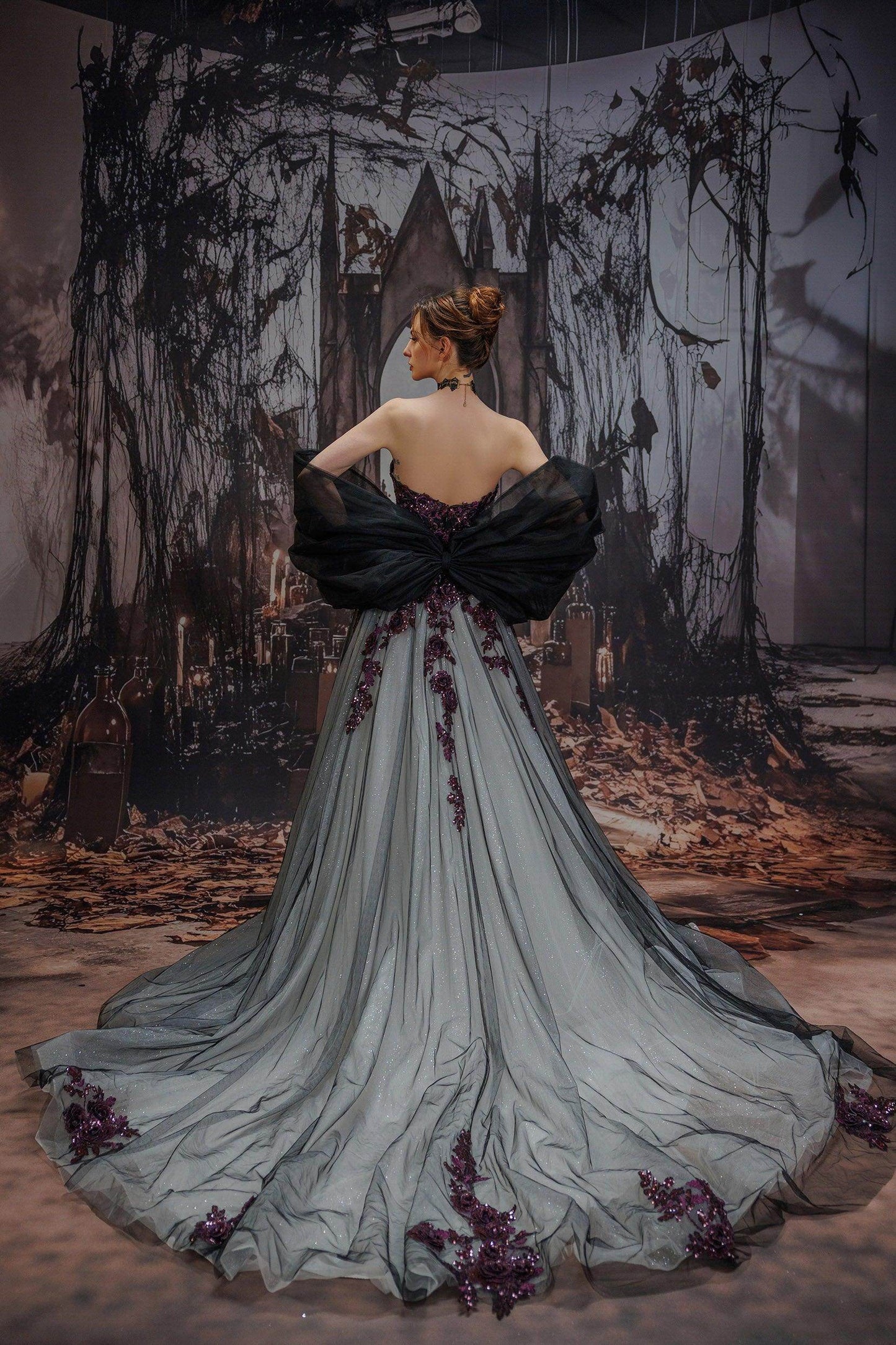 A-Line Court Train Lace Tulle Wedding Dress CW3345 - COCOMELODY