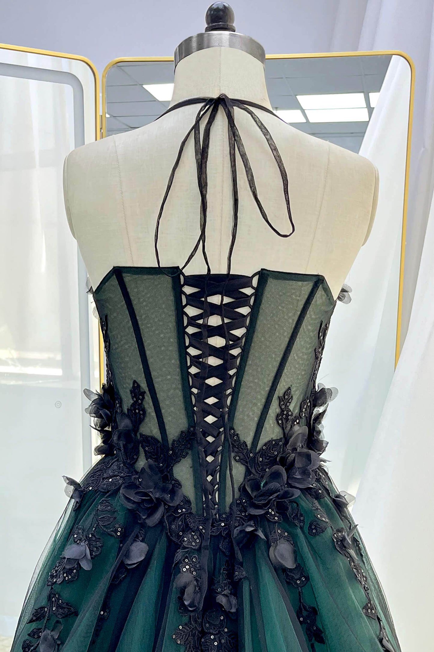 A-Line Chapel Train Sequined Lace Tulle Wedding Dress CW3347 - COCOMELODY