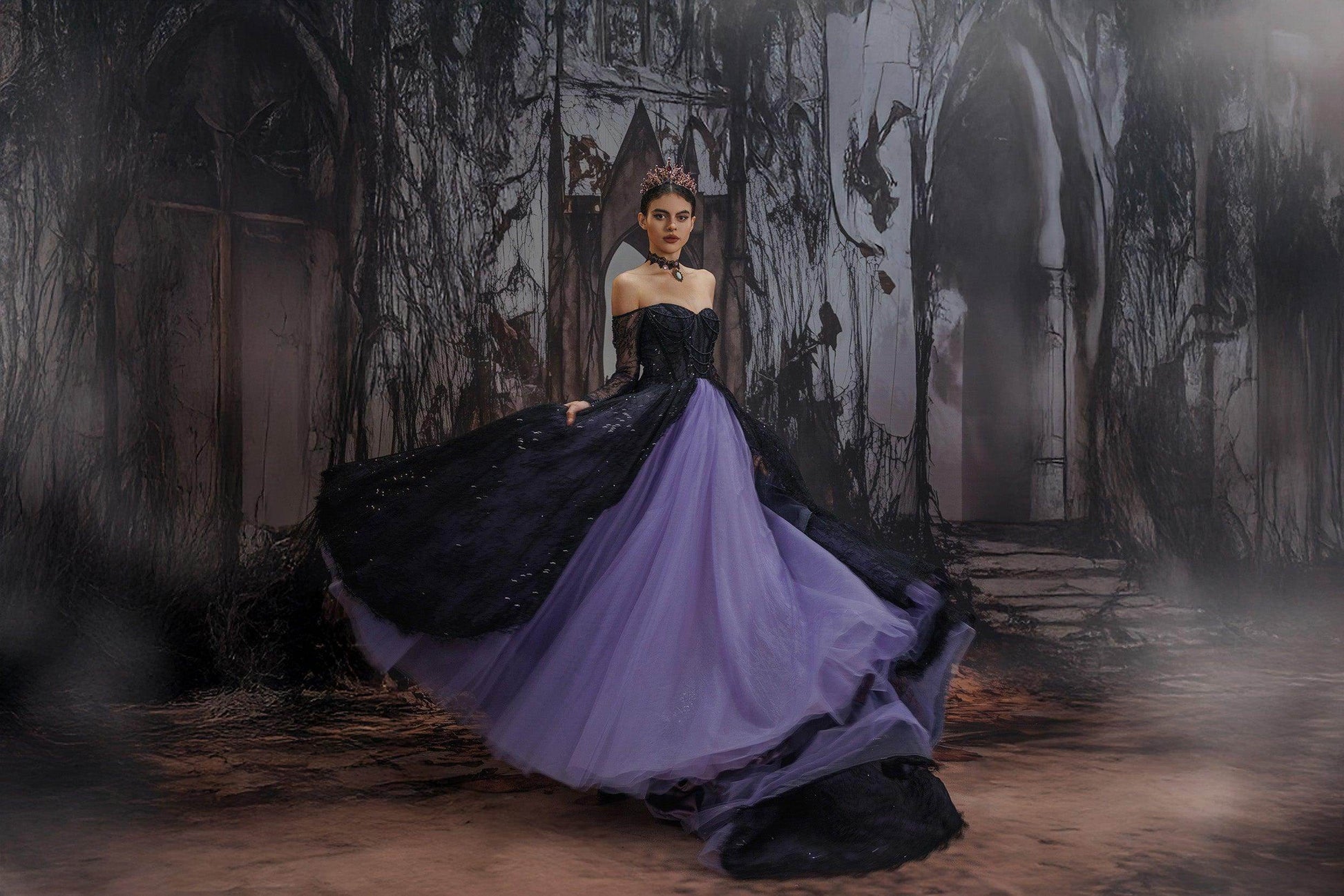 A-Line Chapel Train Sequined Lace Tulle Wedding Dress CW3351 - COCOMELODY