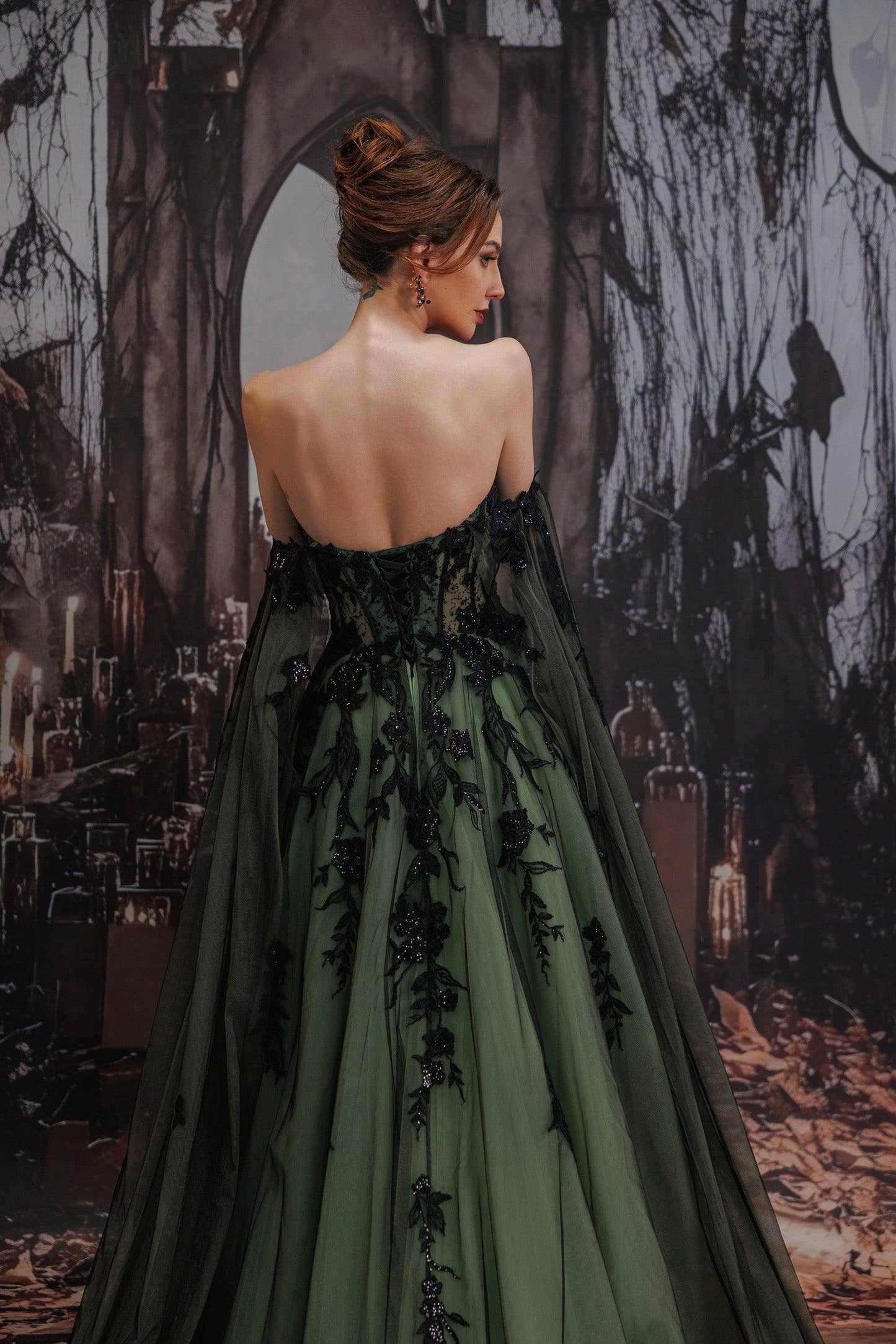 A-Line Court Train Sequined Lace Tulle Wedding Dress CW3352 - COCOMELODY