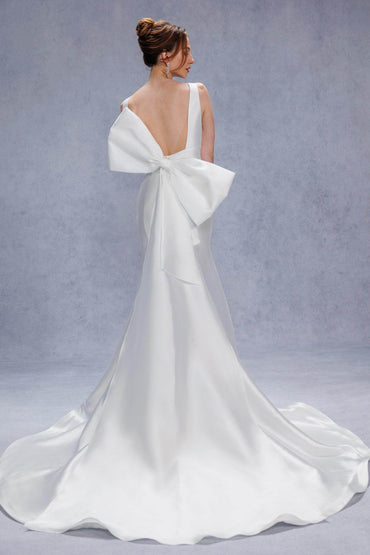 Trumpet-Mermaid Court Train Mikado Wedding Dress CW3356 - COCOMELODY