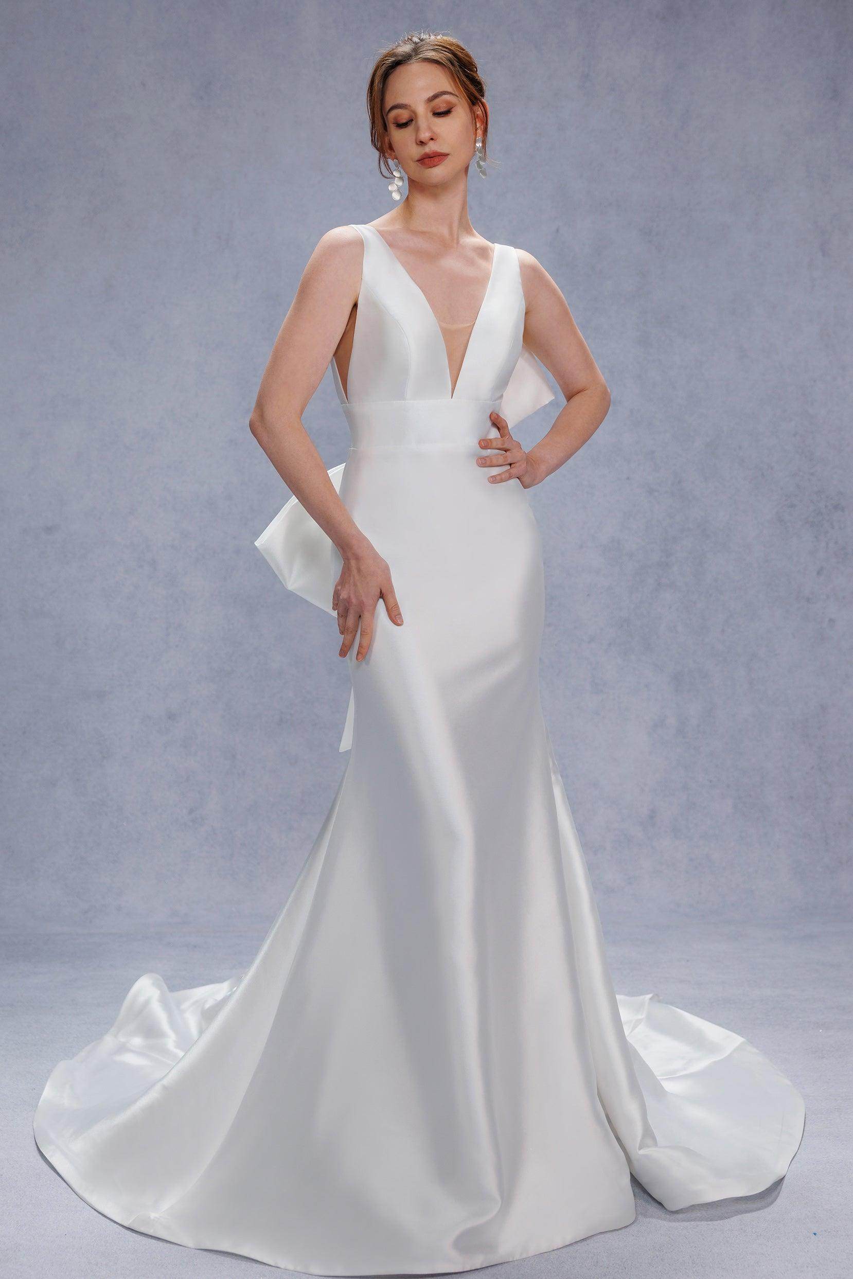 COCOMELODY Trumpet-Mermaid Court Train Mikado Simple Wedding Dress CW3356, 35 Days / As Picture:Ivory/Nude / US0-UK2-EUR30 COCOMELODY Trumpet-Mermaid Court Train Mikado Simple Wedding Dress CW3356, 35 Days / As Picture:Ivory/Nude / US0-UK2-EUR30
