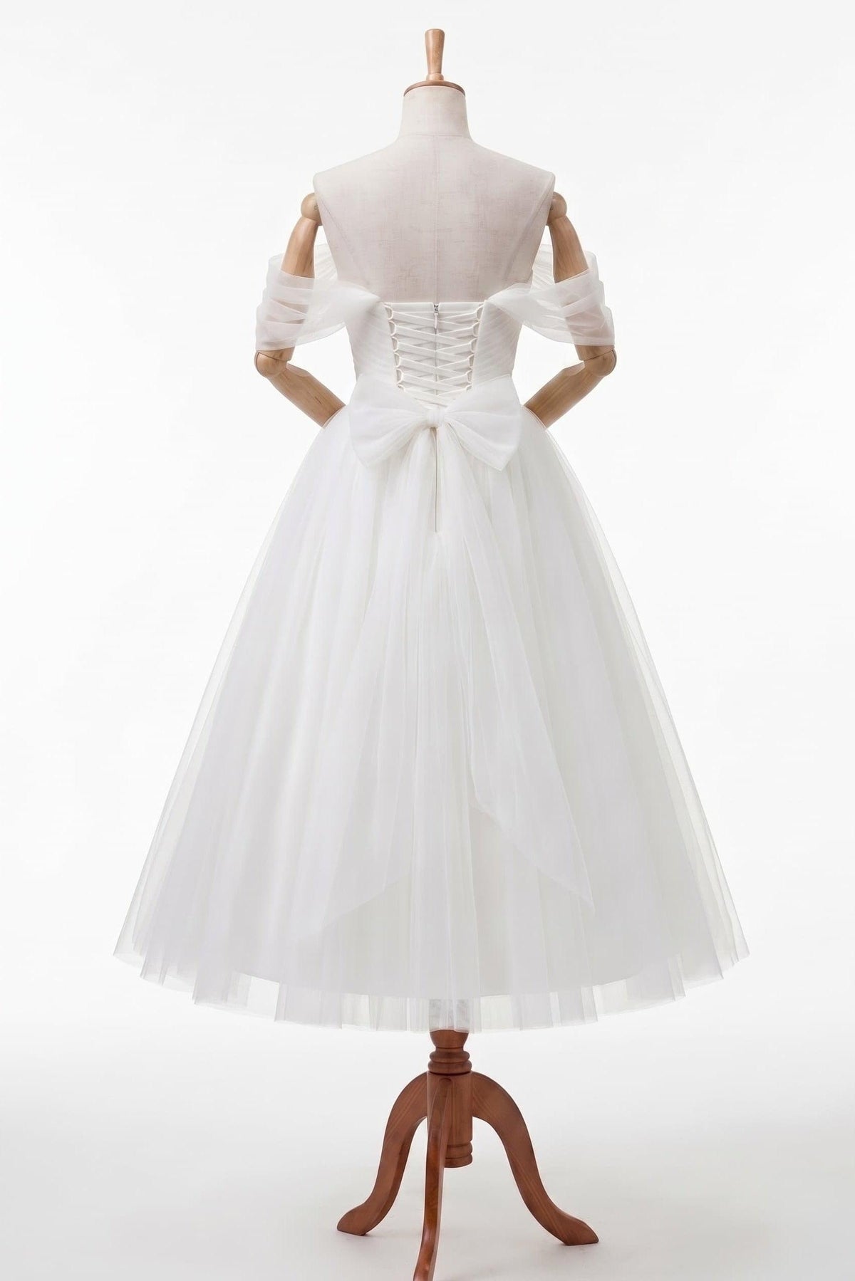 Off-The-Shoulder Sleeveless Tulle Little White Dress CW3387 - 15 Days / Ivory / US0-UK2-EUR30 - COCOMELODY