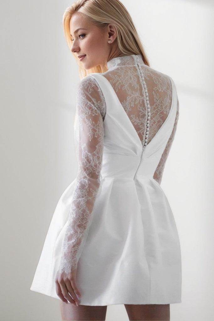 A-Line Short-Mini Satin Wedding Dress CW3400 - COCOMELODY