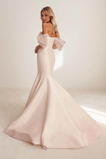 Mermaid Sweep-Brush Train Mikado Wedding Dress CW3442 - COCOMELODY