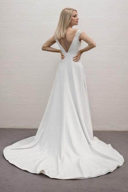 A-Line Court Train Elastic Cloth Wedding Dress CW3444 - COCOMELODY
