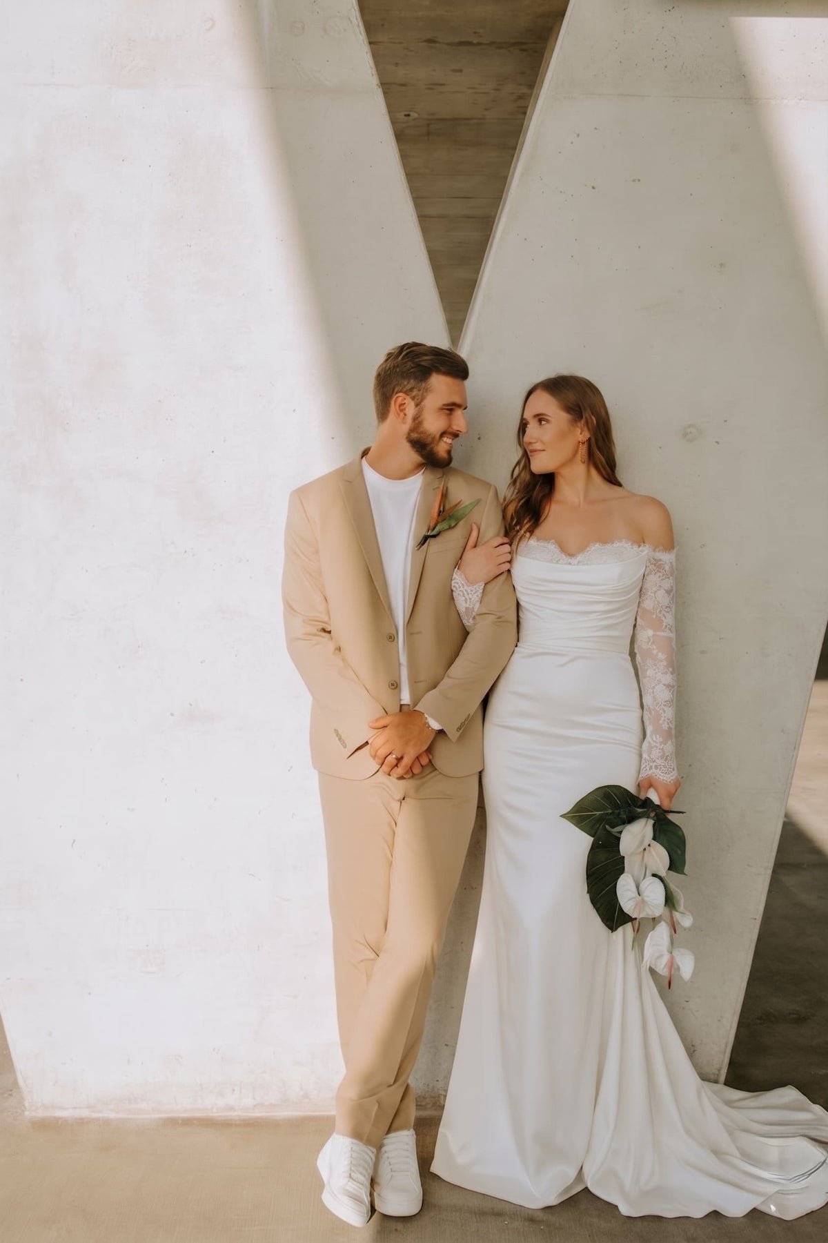 Mermaid Sweep-Brush Train Lace Satin Wedding Dress CW3446 - 20 Days / Ivory / US0-UK2-EUR30 - COCOMELODY