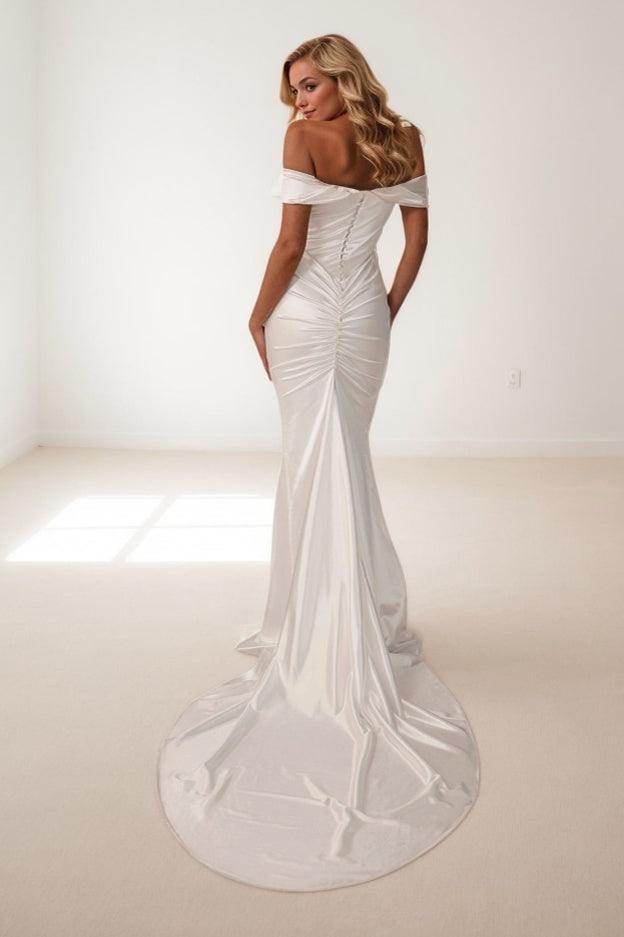 Mermaid Court Train Elastic Silk like Satin Wedding Dress CW3448 - COCOMELODY