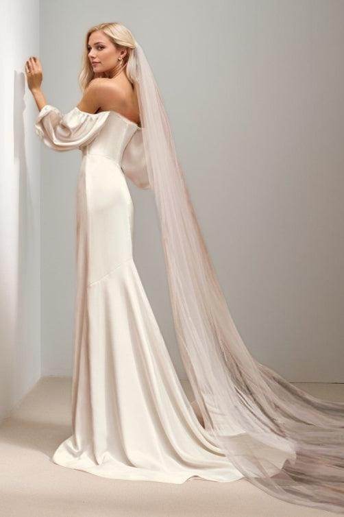 Mermaid Sweep-Brush Train Elastic Cloth Wedding Dress CW3456 - COCOMELODY