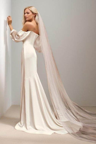 Mermaid Sweep-Brush Train Elastic Cloth Wedding Dress CW3456 - COCOMELODY