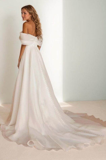 A-Line Court Train Organza Wedding Dress CW3465CR - COCOMELODY