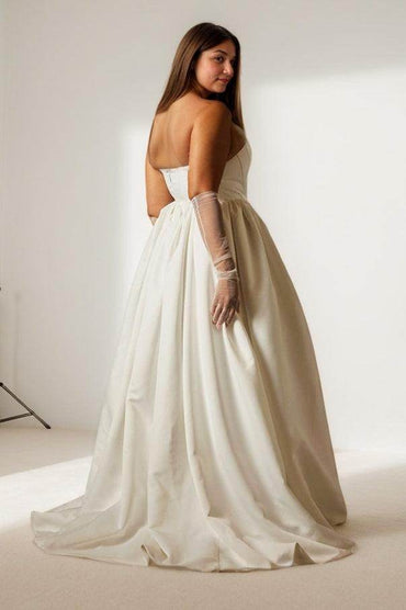 A-Line High-Low Satin Wedding Dress CW3477 - COCOMELODY