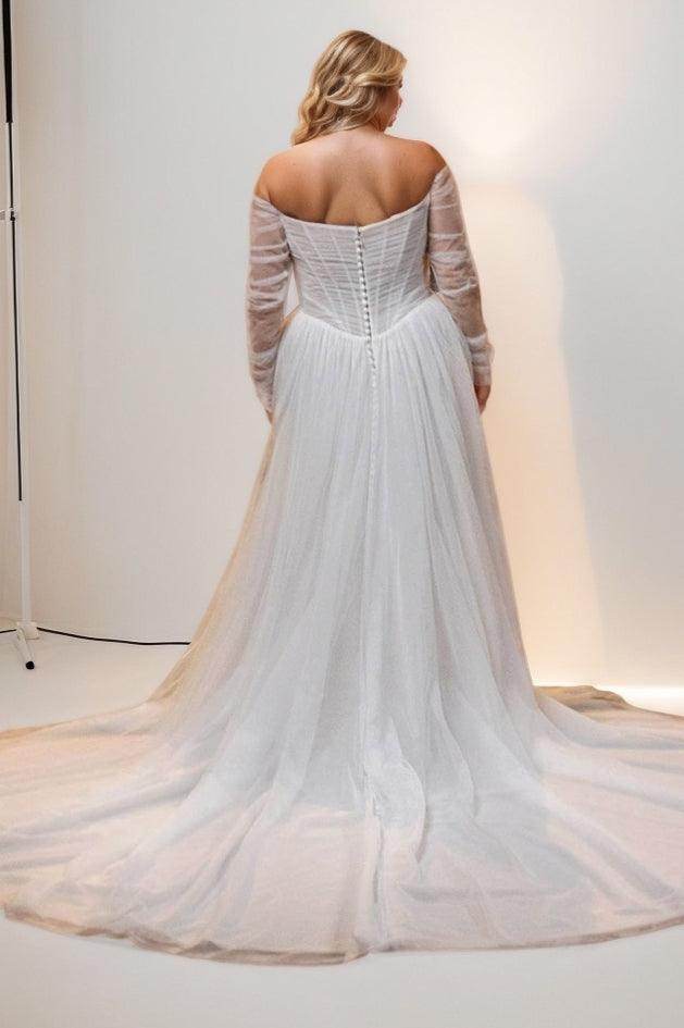 A-Line Court Train Tulle Wedding Dress CW3489 - COCOMELODY