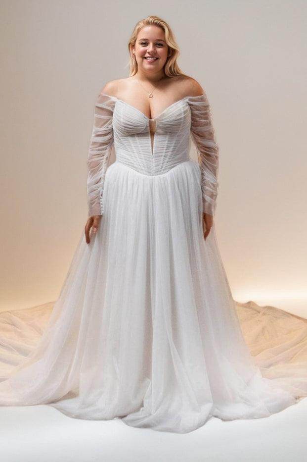 A-Line Court Train Tulle Wedding Dress CW3489 - COCOMELODY
