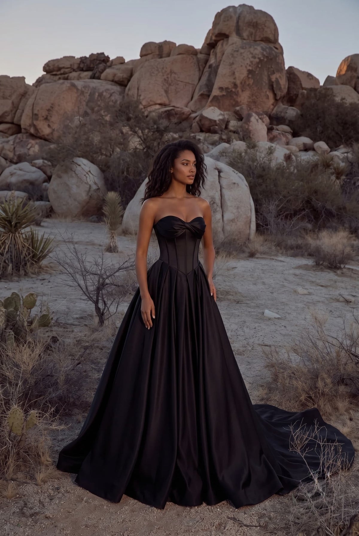 A-Line Court Train Satin Wedding Dress CW3502 - 20 Days / Black / US0-UK2-EUR30 - COCOMELODY