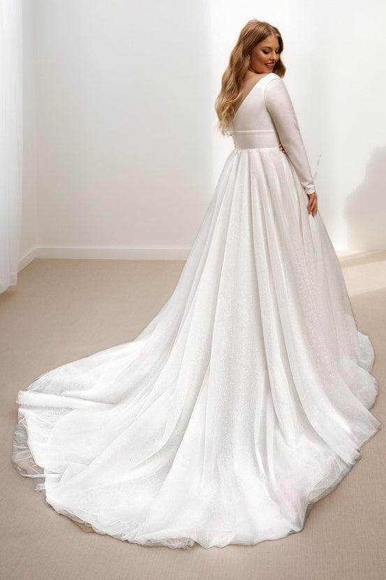 A-Line Court Train Elastic Cloth Tulle Wedding Dress CW3505 - COCOMELODY