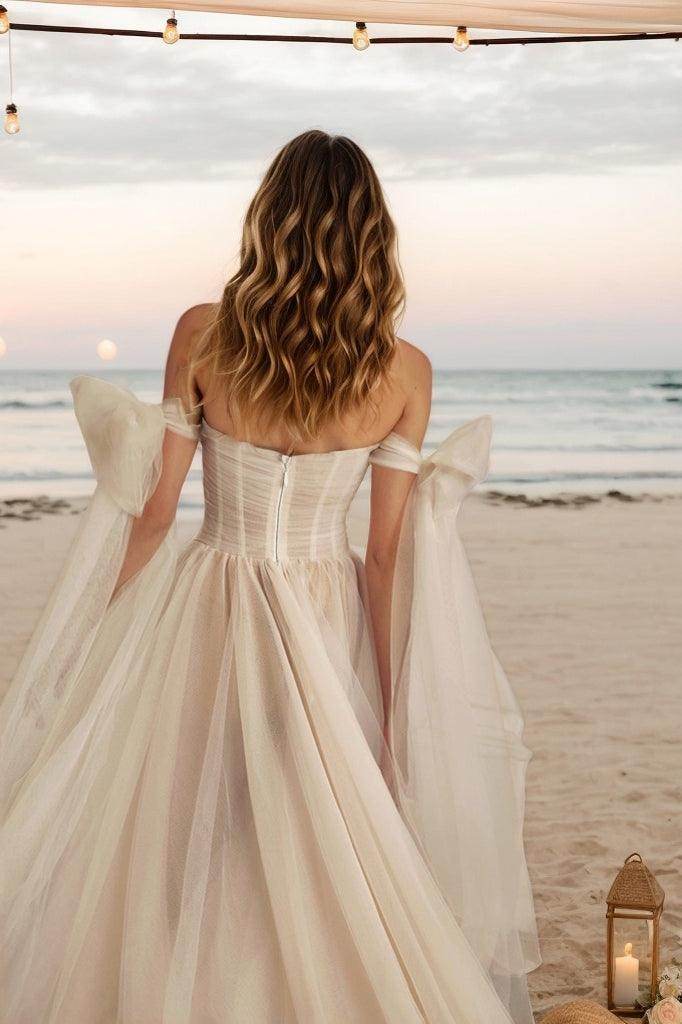 A-Line Court Train Tulle Wedding Dress CW3512 - COCOMELODY