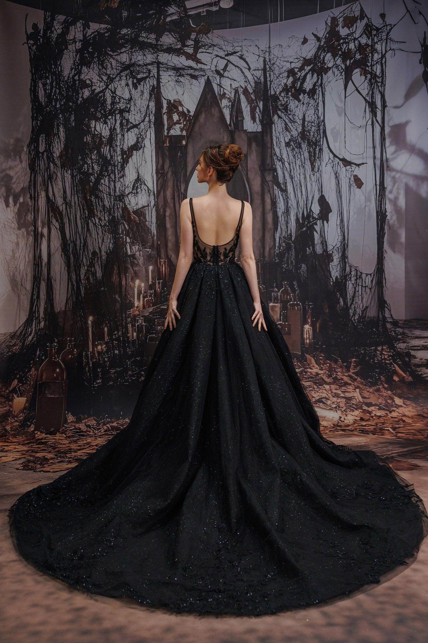 A-Line Court Train Sparkle Tulle Wedding Dress CW3528 - COCOMELODY