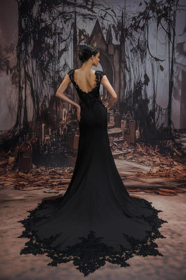 Trumpet-Mermaid Chapel Train Stretch Satin Lace Wedding Dress CW3530 - COCOMELODY