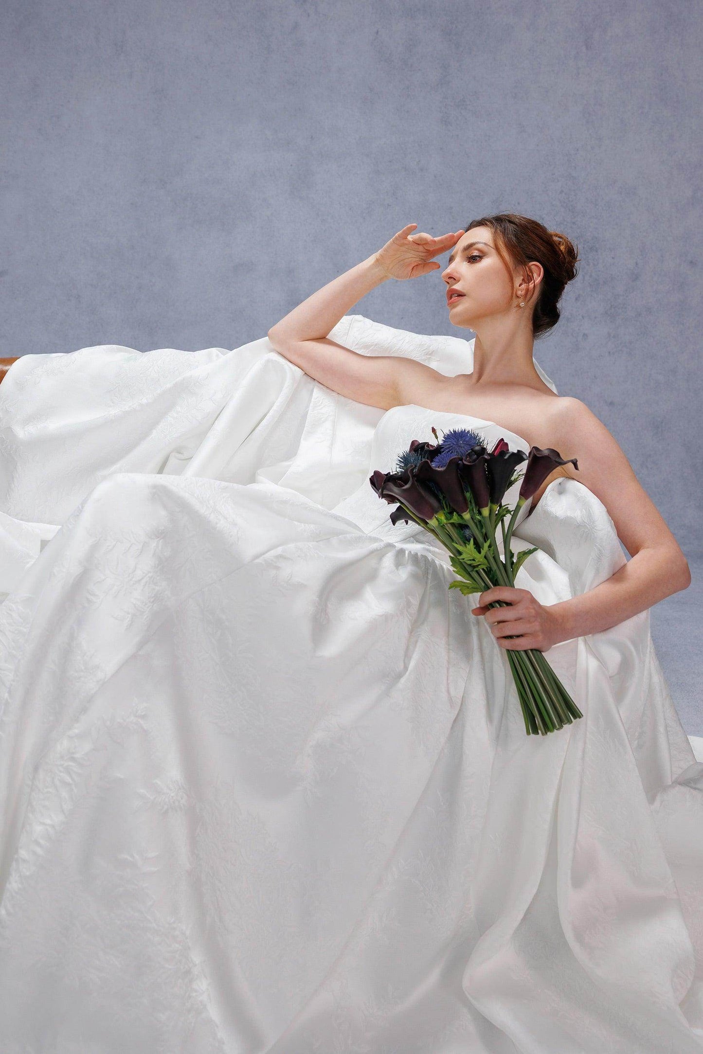 Ball Gown Court Train Jacquard Satin Wedding Dress CW3533 - COCOMELODY