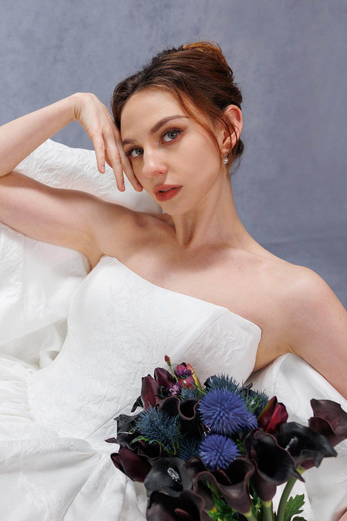 Ball Gown Court Train Jacquard Satin Wedding Dress CW3533 - COCOMELODY