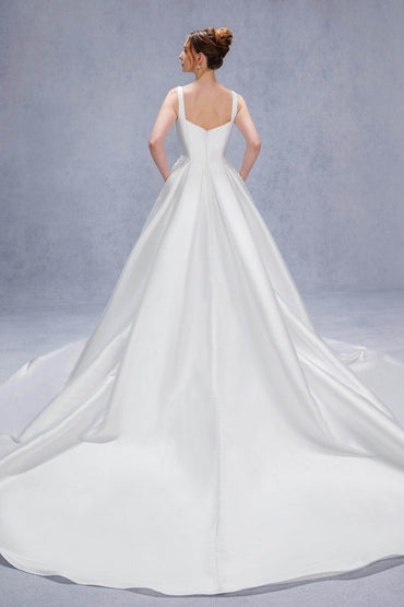 A-Line Court Train Mikado Wedding Dress CW3535 - COCOMELODY
