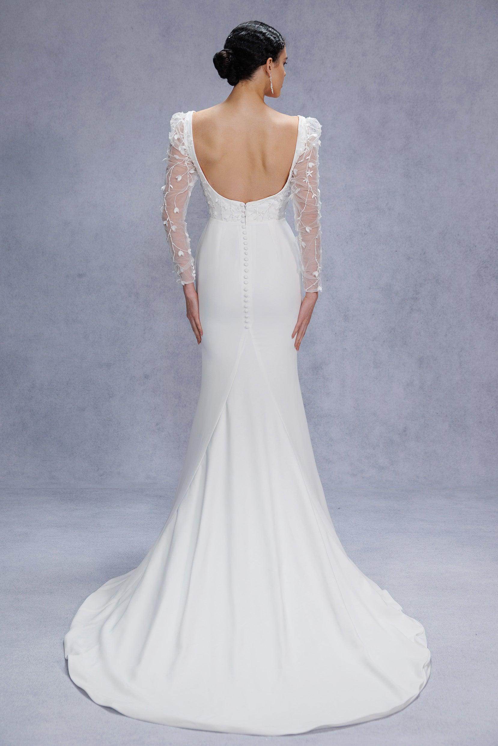 Trumpet-Mermaid Court Train Stretch Satin Wedding Dress CW3537 - COCOMELODY