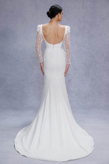 Trumpet-Mermaid Court Train Stretch Satin Wedding Dress CW3537 - COCOMELODY
