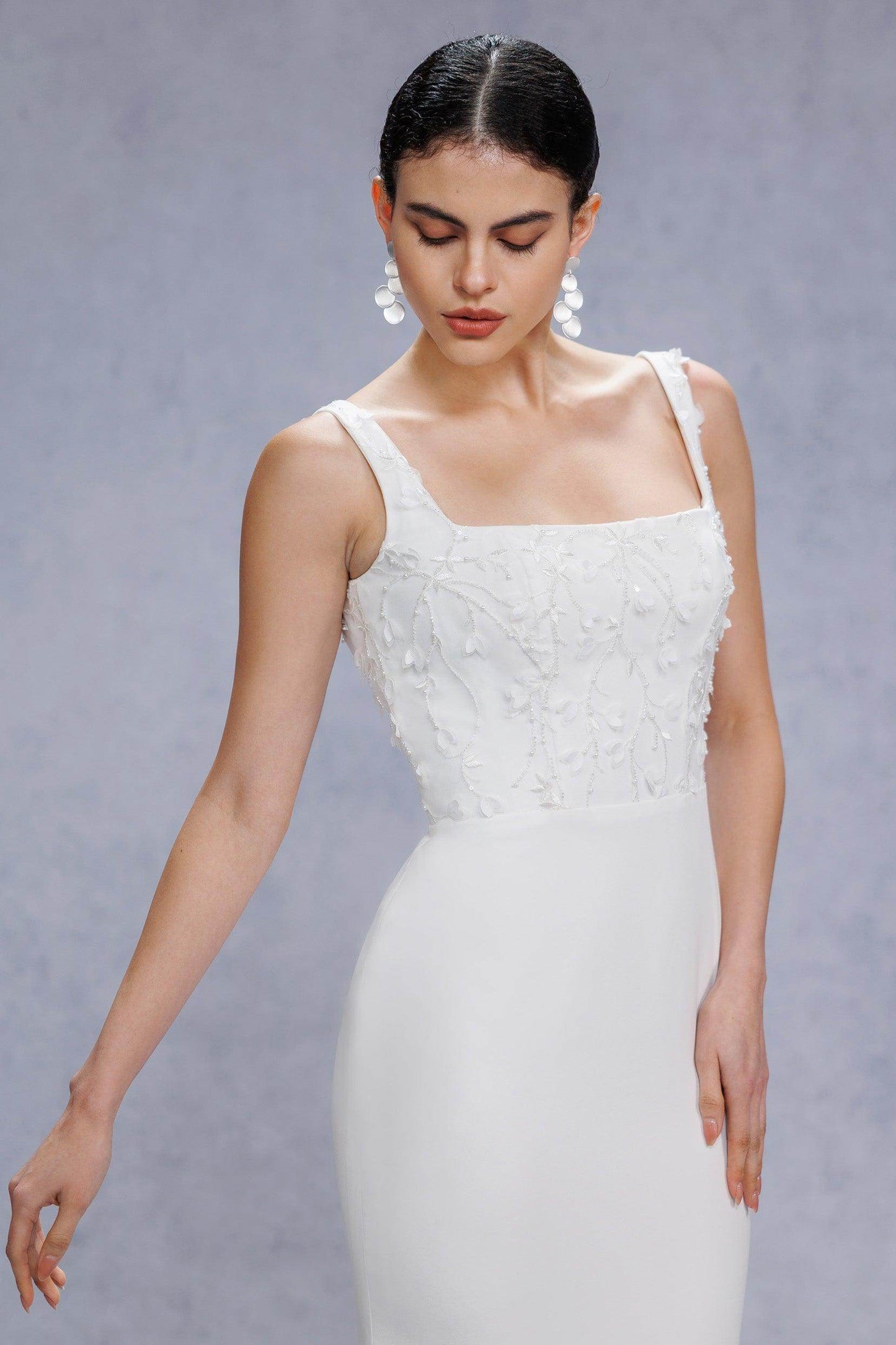Trumpet-Mermaid Court Train Stretch Satin Wedding Dress CW3537 - COCOMELODY