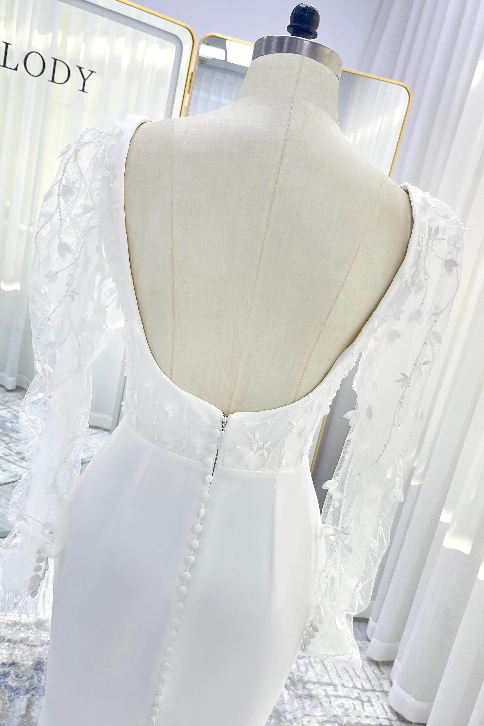 Trumpet-Mermaid Court Train Stretch Satin Wedding Dress CW3537 - COCOMELODY