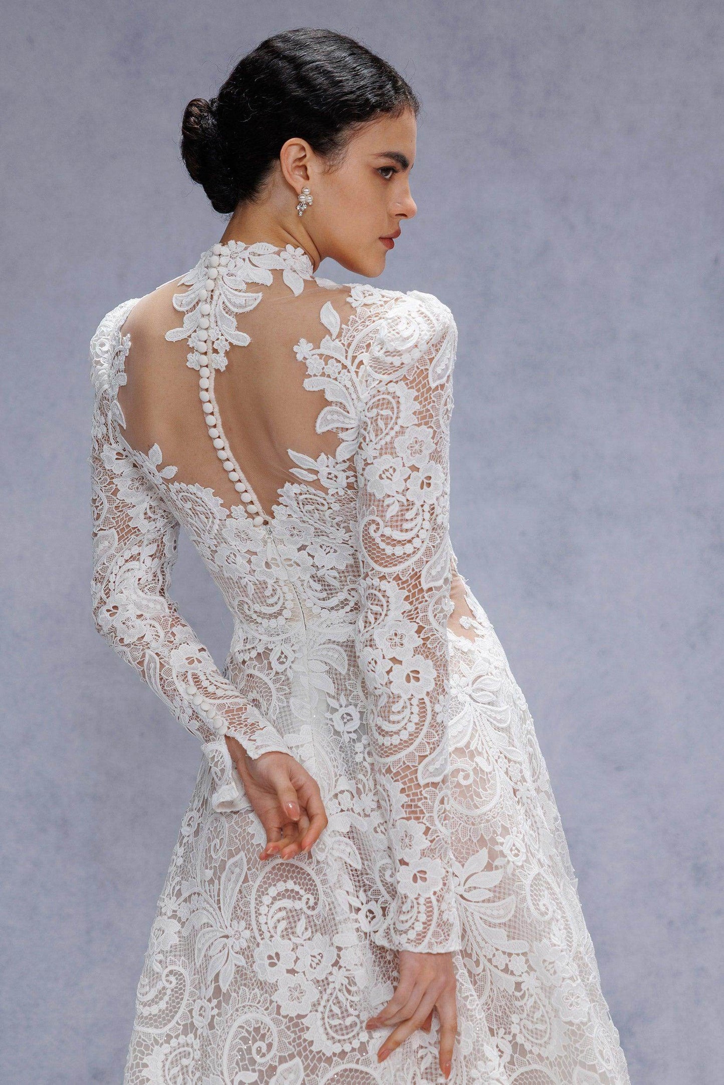 A-Line Court Train Lace Tulle Wedding Dress CW3538 - COCOMELODY