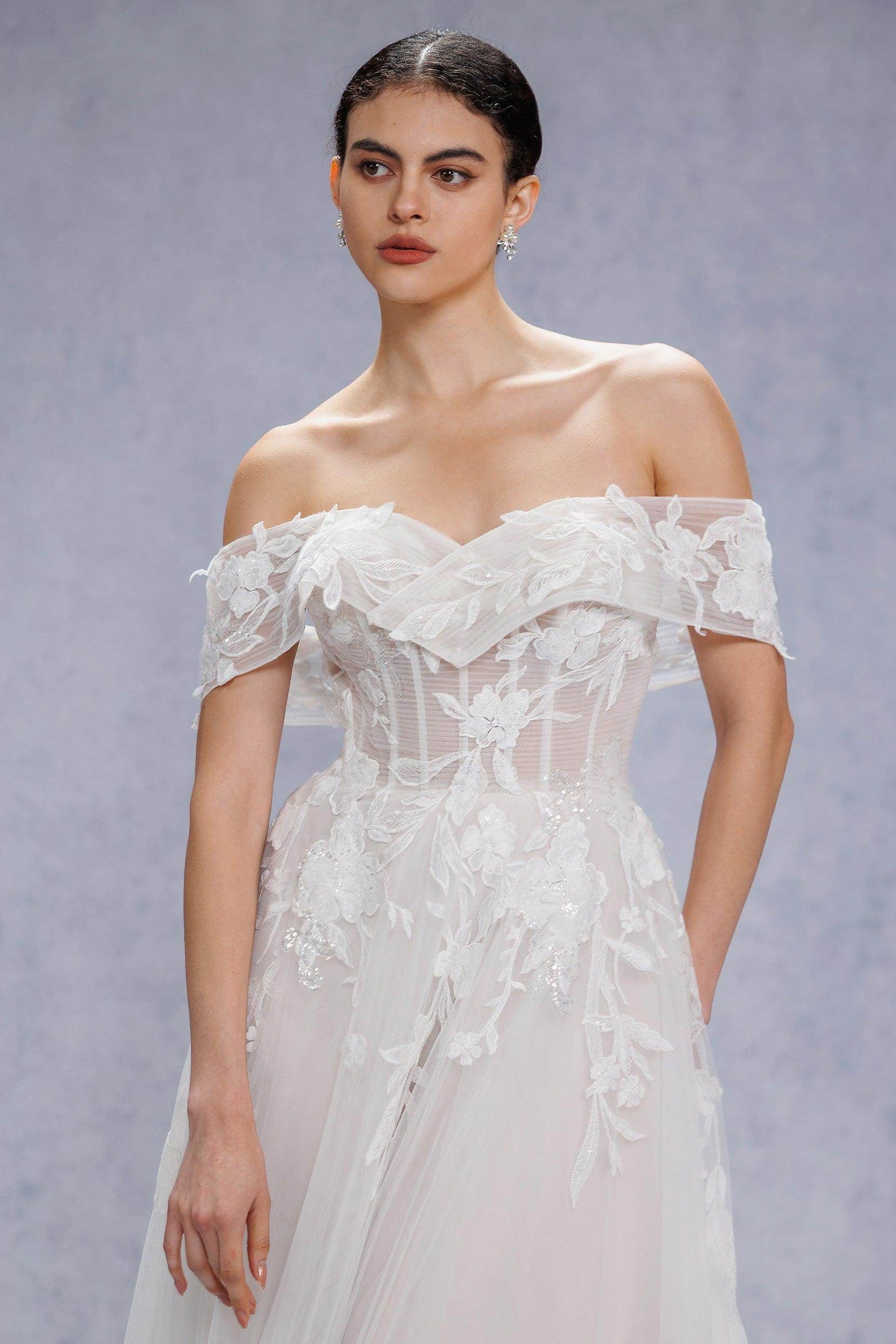 A-Line Court Train Lace Tulle Wedding Dress CW3539 - COCOMELODY