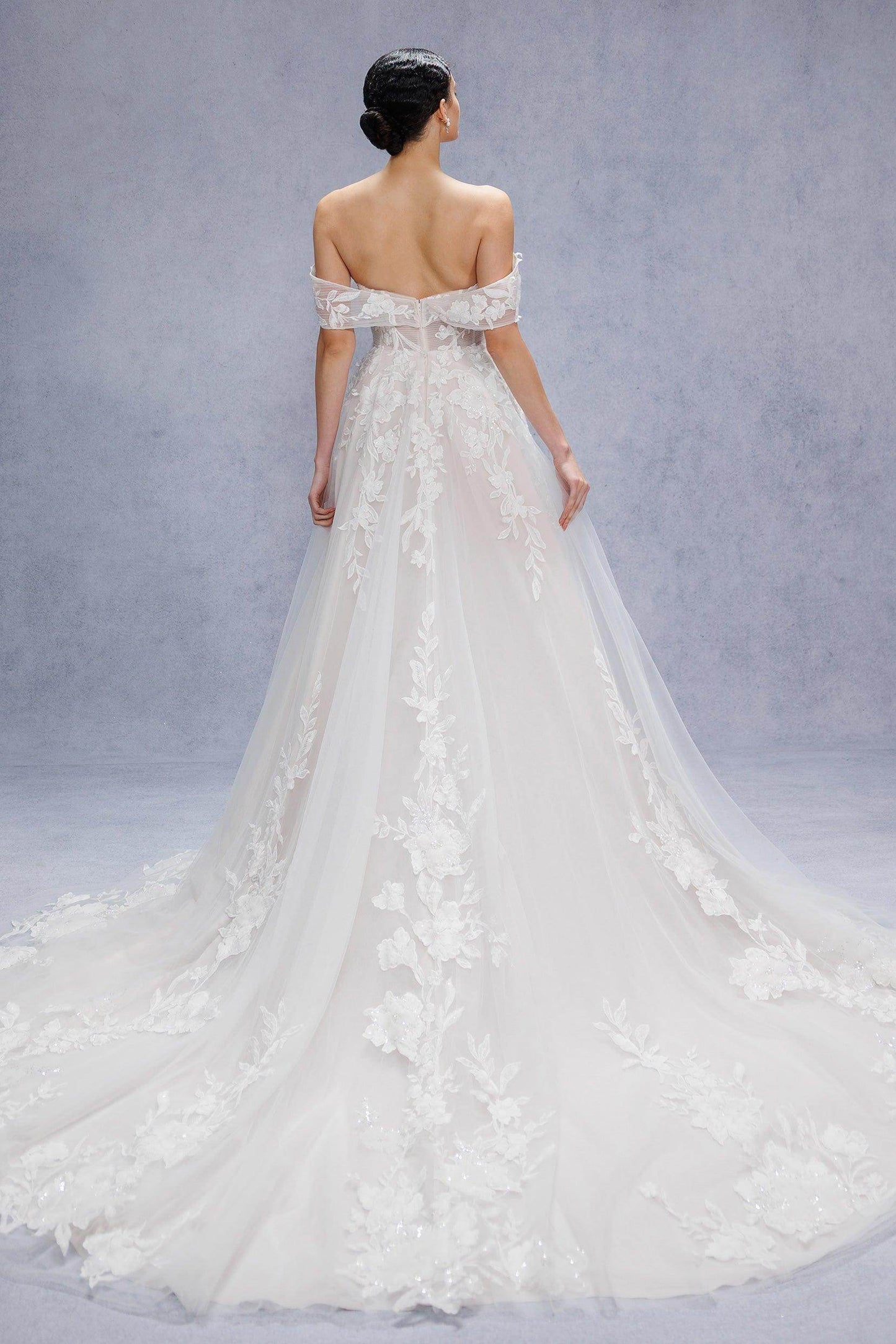 A-Line Court Train Lace Tulle Wedding Dress CW3539 - COCOMELODY