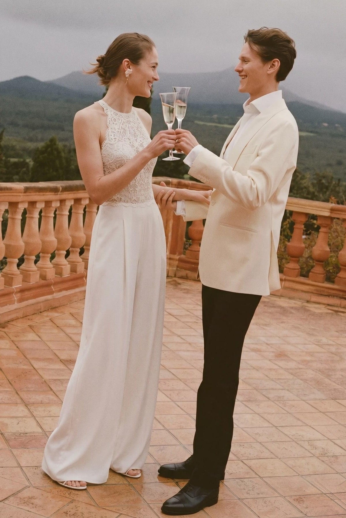 Halter Floor Length Chiffon Wedding Jumpsuit CW3559 - 20 Days / Ivory / US0-UK2-EUR30 - COCOMELODY