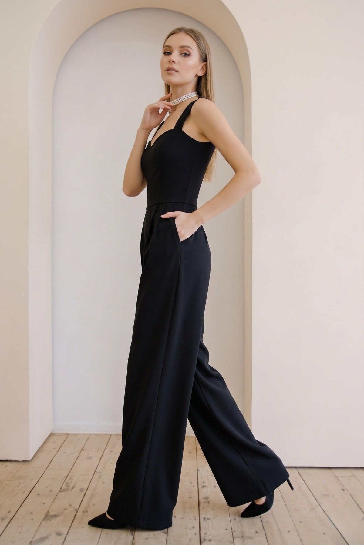 Sweetheart Floor Length Elastic Cloth Wedding Jumpsuit CW3560 - 20 Days / Ivory / US0-UK2-EUR30 - COCOMELODY