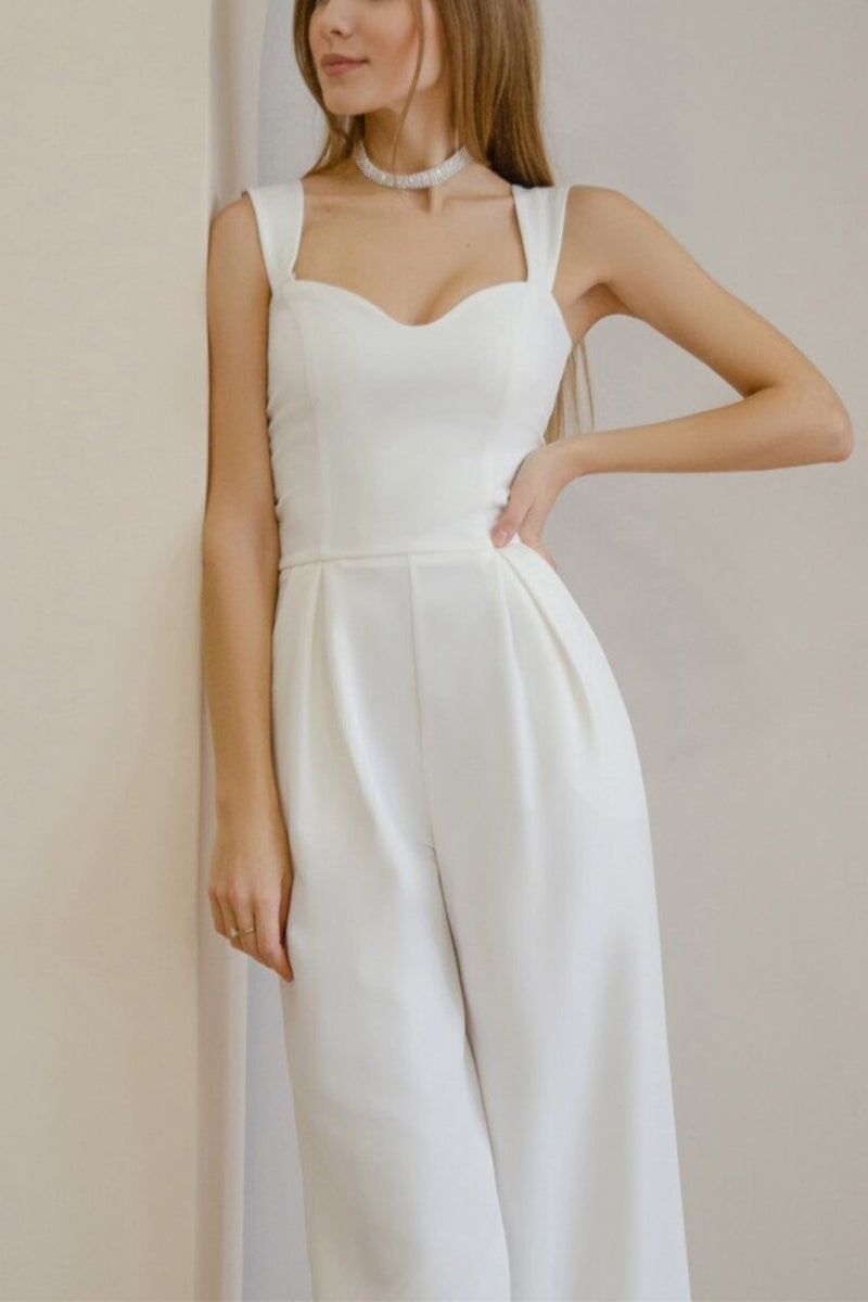 Sweetheart Floor Length Elastic Cloth Wedding Jumpsuit CW3560