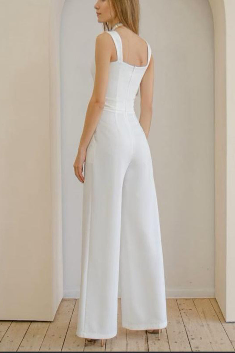 Sweetheart Floor Length Elastic Cloth Wedding Jumpsuit CW3560