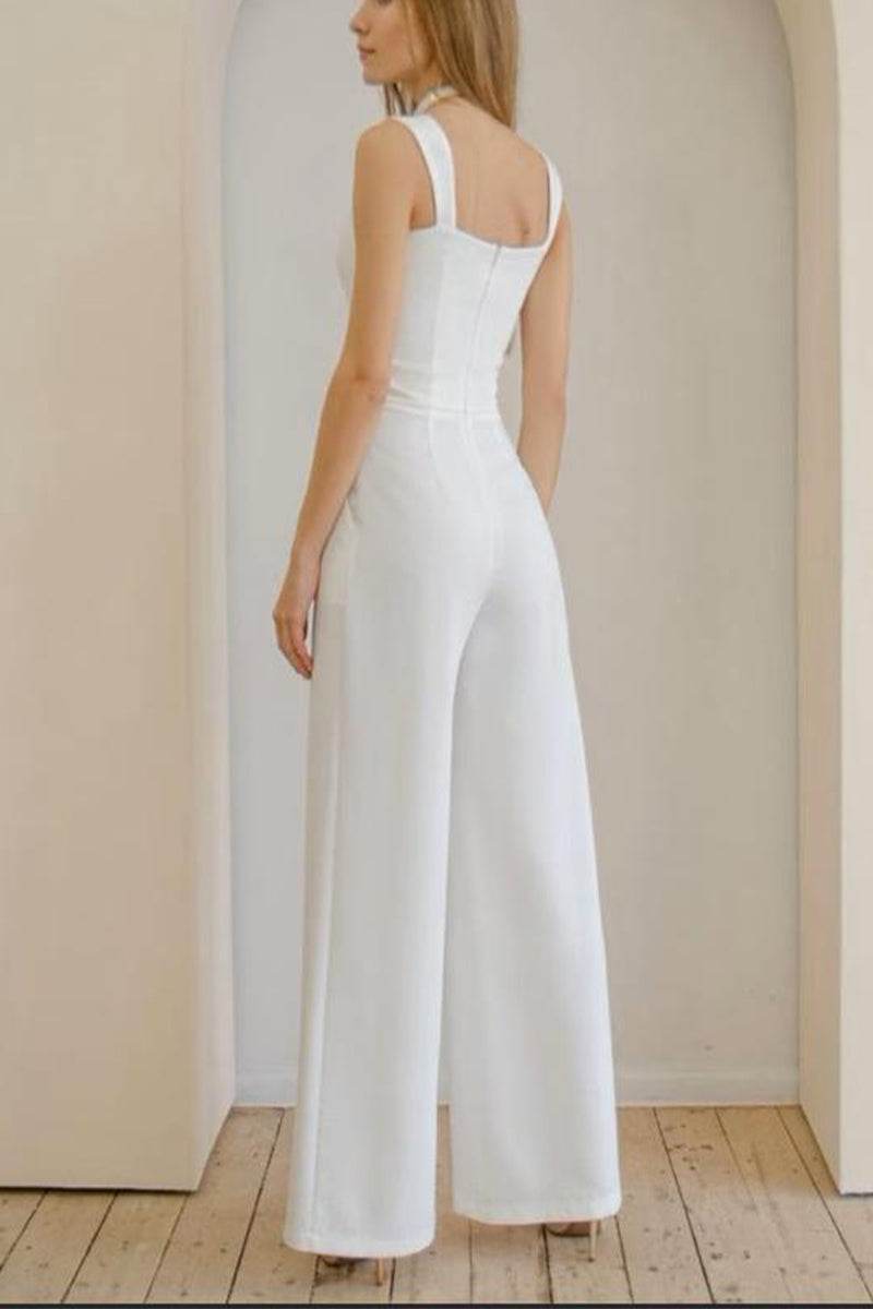 Sweetheart Floor Length Elastic Cloth Wedding Jumpsuit CW3560 - COCOMELODY