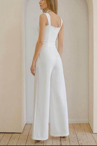 Sweetheart Floor Length Elastic Cloth Wedding Jumpsuit CW3560 - COCOMELODY