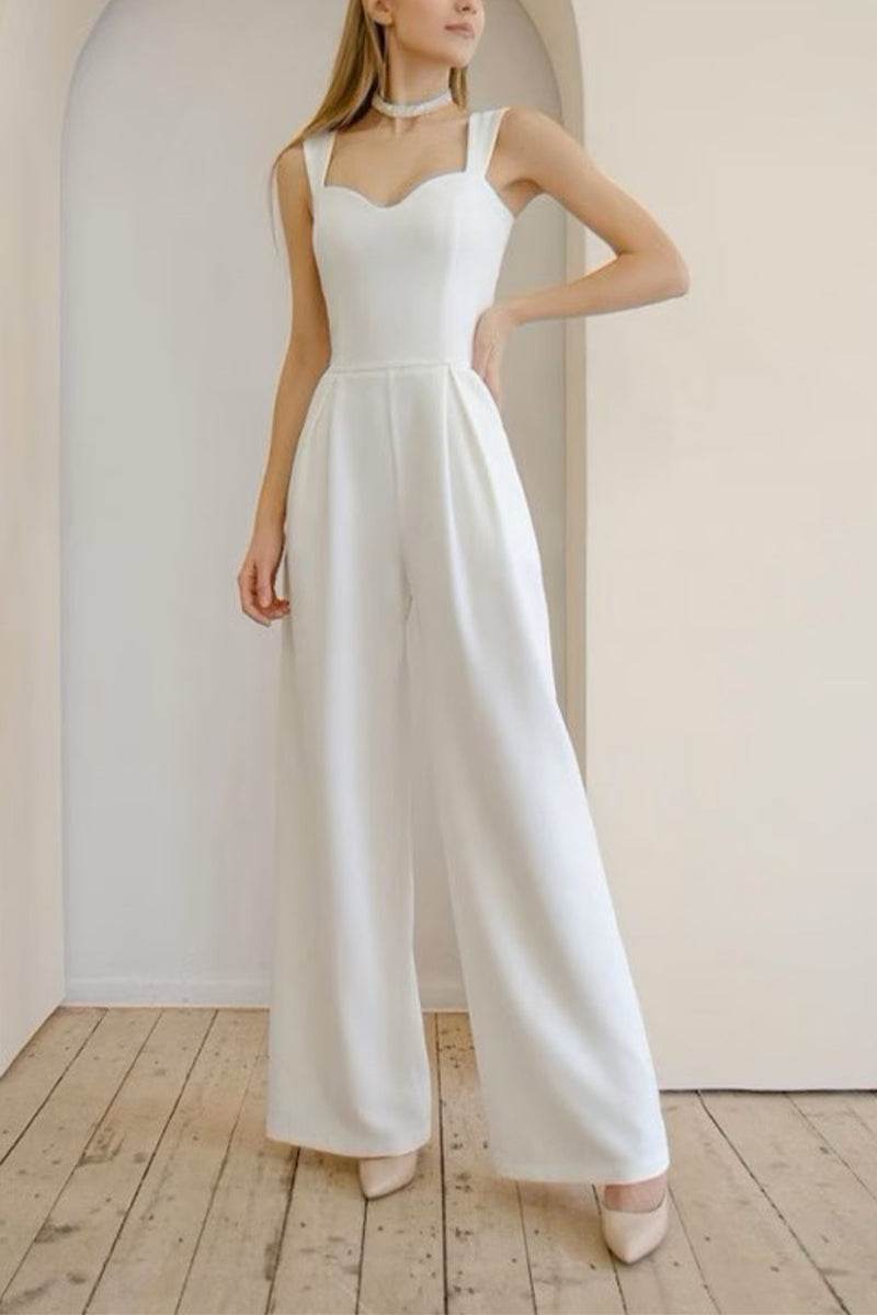 Sweetheart Floor Length Elastic Cloth Wedding Jumpsuit CW3560 - COCOMELODY