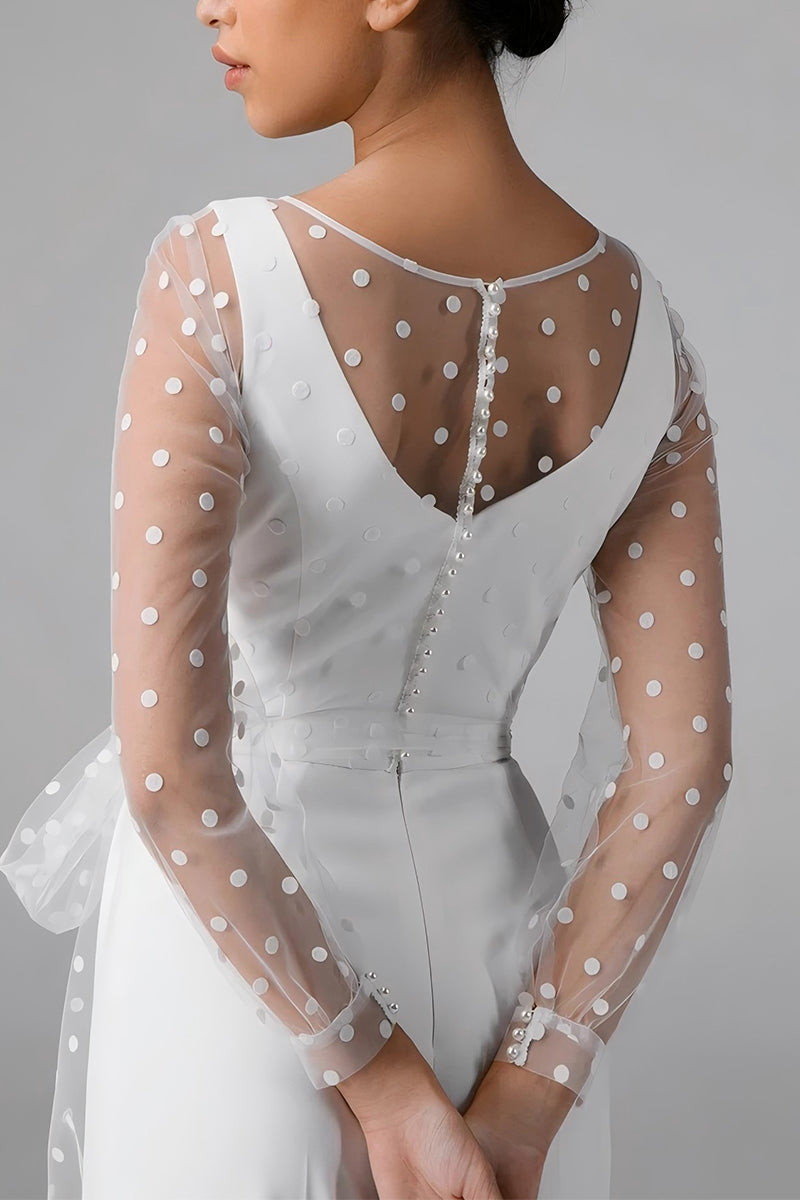 Scoop Floor Length Dot Tulle Elastic Cloth Wedding Jumpsuit CW3562