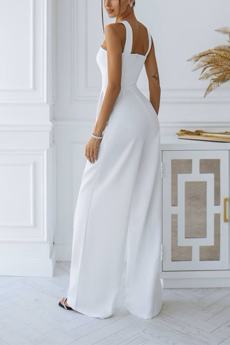 Halter Floor Length Elastic Cloth Wedding Jumpsuit CW3564