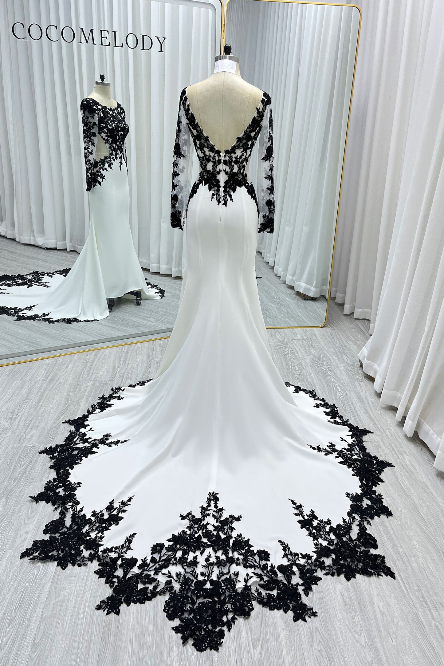 Trumpet-Mermaid Chapel Train Elastic Satin Wedding Dress CW3586