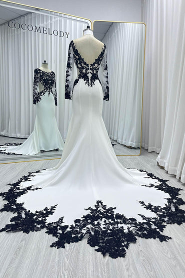 Trumpet-Mermaid Chapel Train Elastic Satin Wedding Dress CW3586 - COCOMELODY