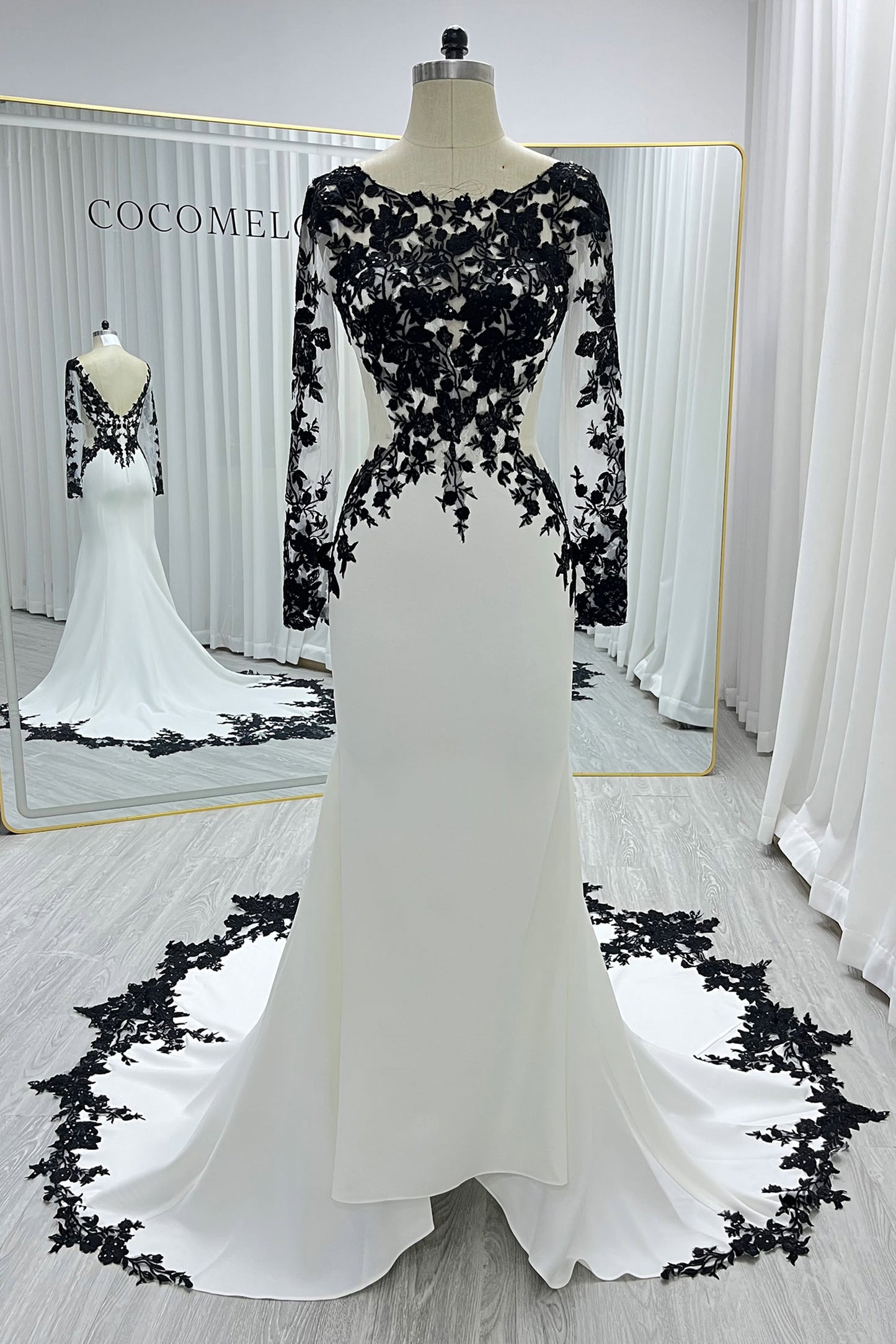 Trumpet-Mermaid Chapel Train Elastic Satin Wedding Dress CW3586
