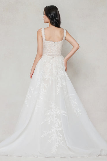 A-Line Sweep-Brush Train Tulle Wedding Dress CW3589