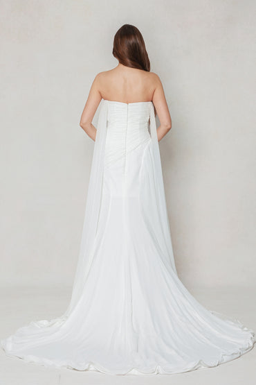 Sheath-Column Chapel Train Chiffon Wedding Dress CW3592